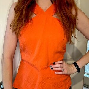Ann Taylor orange peplum halter tank